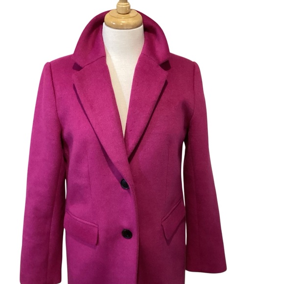 Loft Wool Blend Tailored Coat in Rich Pink Berry Size SP Petite - Picture 6 of 14